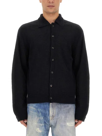 Our Legacy Black Alpaca Wool Polo In Black