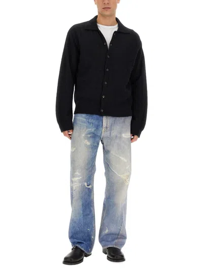 Our Legacy Black Alpaca Wool Polo In Black