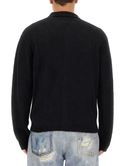 Our Legacy Black Alpaca Wool Polo In Black