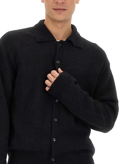 Our Legacy Black Alpaca Wool Polo In Black