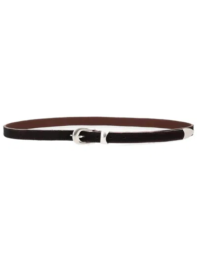 Our Legacy Brown Cow Leather Belt In Black