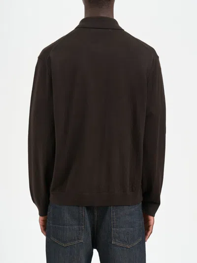 Our Legacy Evenin Polo Shirt Pub Argyle Fine Wool In Brown