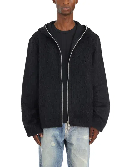 Our Legacy Full Zip Hood Sweater In Black