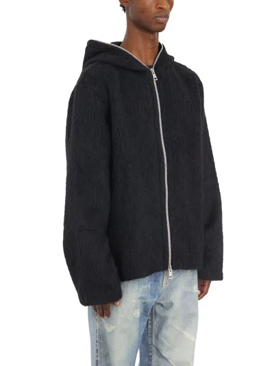 Our Legacy Full Zip Hood Sweater In Black