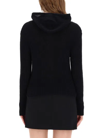 Our Legacy Hooded Zip-up Knit Sweater With Ribbed Details In Animal Print