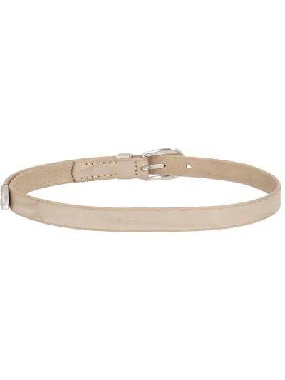 Our Legacy White Cow Leather Belt In Neutral