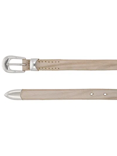 Our Legacy White Cow Leather Belt In Neutral