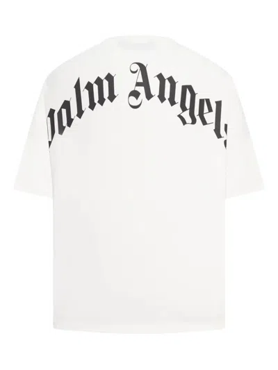 Palm Angels Oversized Logo Back Curved Short Sleeves T-shirt In White