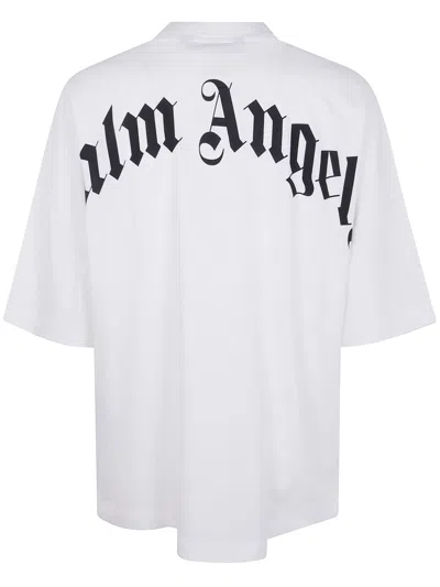 Palm Angels Oversized Logo Back Curved Short Sleeves T-shirt In White