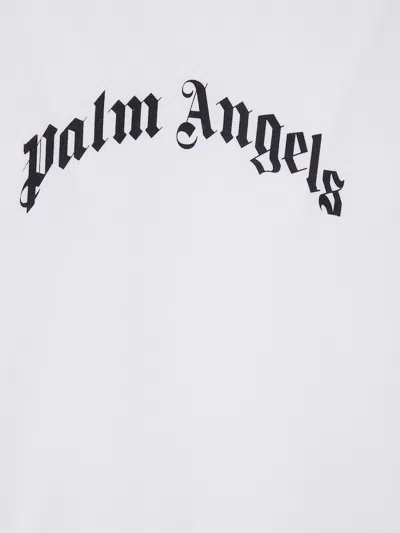 Palm Angels Oversized Logo Back Curved Short Sleeves T-shirt In White