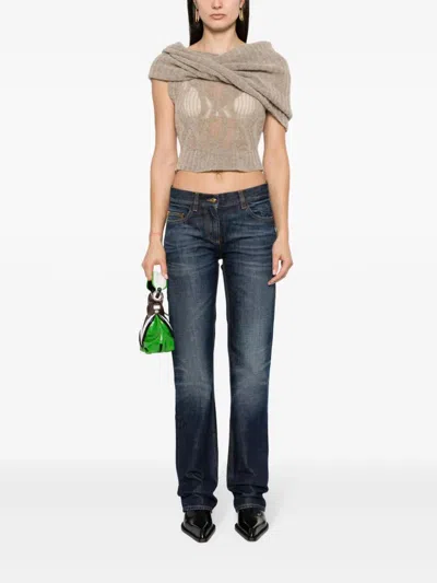 Palm Angels Denim Straight Leg Blue Jeans In Blue