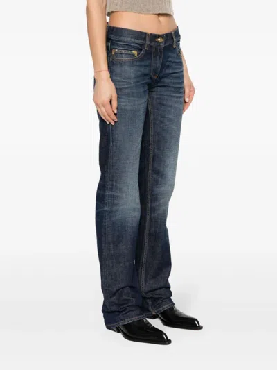 Palm Angels Denim Straight Leg Blue Jeans In Blue