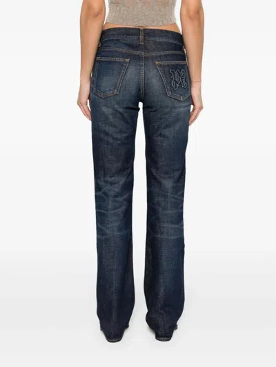 Palm Angels Denim Straight Leg Blue Jeans In Blue