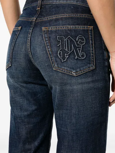 Palm Angels Denim Straight Leg Blue Jeans In Blue