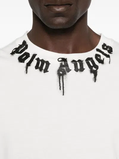 Palm Angels Curved Logo T-shirt In White