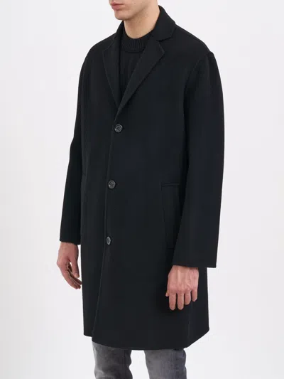 Paolo Pecora Wool Coat In Black