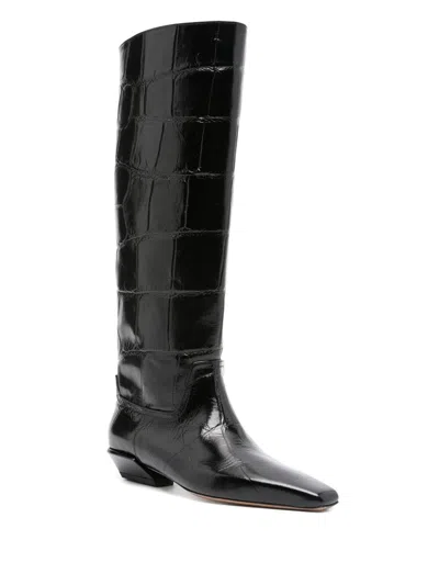Paris Texas Bettina Croco-print Leather Boots In Animal Print