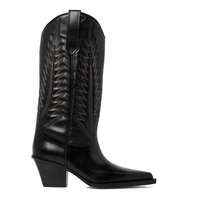 Paris Texas Black Calf Leather Boots In Multi