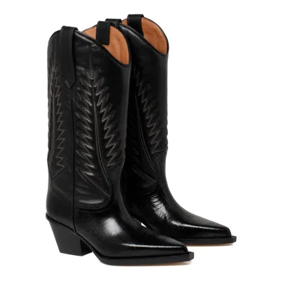 Paris Texas Black Calf Leather Boots In Multi