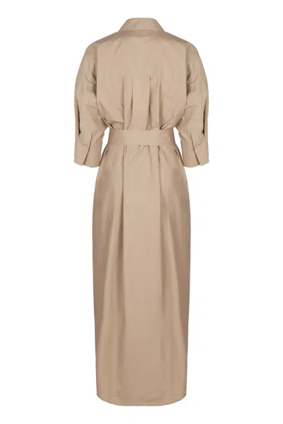 P.a.r.o.s.h Parosh Belted Cotton Dress In Neutral
