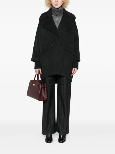P.a.r.o.s.h Parosh Dark Grey Double-breasted Coat In Black