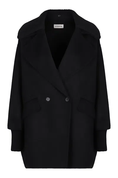 P.a.r.o.s.h Parosh Double-breasted Coat In Wool In Black