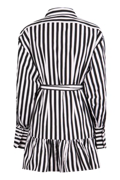 Patou Striped Cotton Mini Chemisier Dress In Black