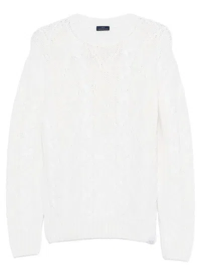 Paul & Shark Cable Knit Crewneck Wool Sweater Clothing In White
