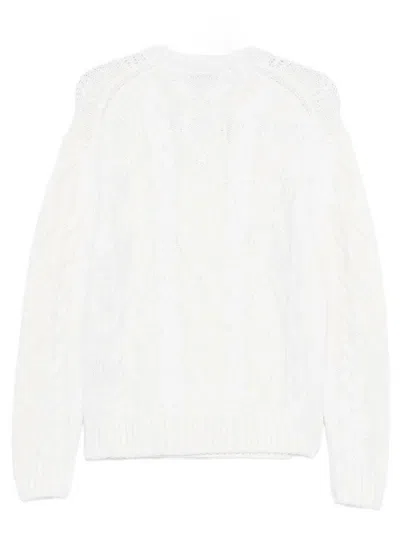 Paul & Shark Cable Knit Crewneck Wool Sweater Clothing In White