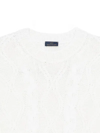 Paul & Shark Cable Knit Crewneck Wool Sweater Clothing In White