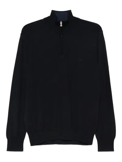 Paul & Shark Half-zip Sweater In Cotton And Cashmere In Black