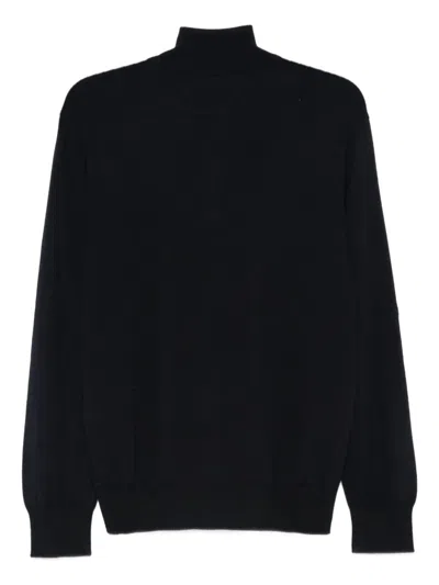 Paul & Shark Half-zip Sweater In Cotton And Cashmere In Black