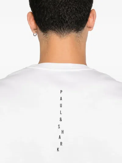 Paul & Shark Crew Neck Short Sleeve Straight Hem T-shirt In White