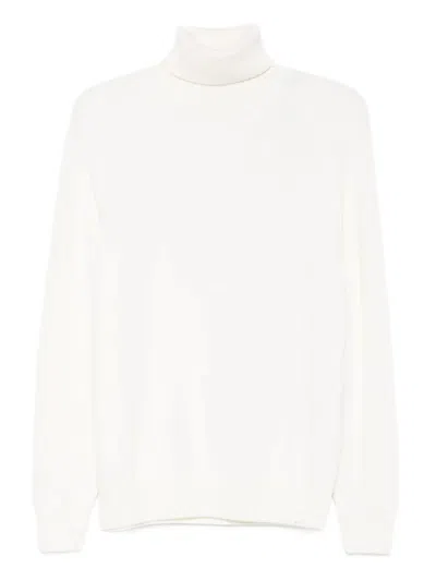Paul & Shark High Neck Ribbed Sweater In White