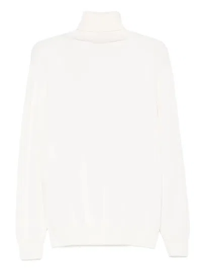 Paul & Shark High Neck Ribbed Sweater In White