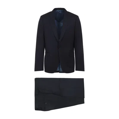 Paul Smith Navy Blue Tailored Fit Two Button Wool Suit In Black