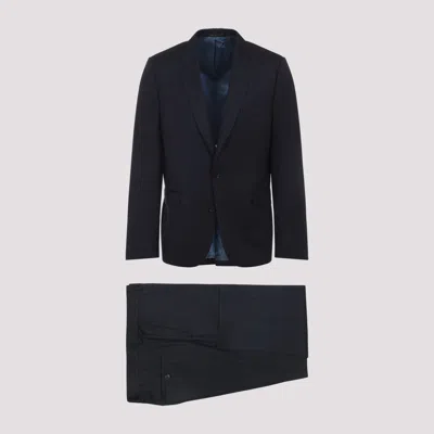 Paul Smith Navy Blue Tailored Fit Two Button Wool Suit In Black