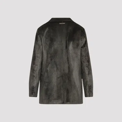 Peserico Ribbed Texture Jacket Front Pockets In Black