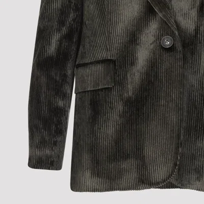 Peserico Ribbed Texture Jacket Front Pockets In Black