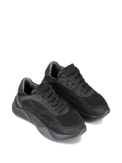 Philippe Model Paris Nubuck Anthracite Leather Sneaker In Black
