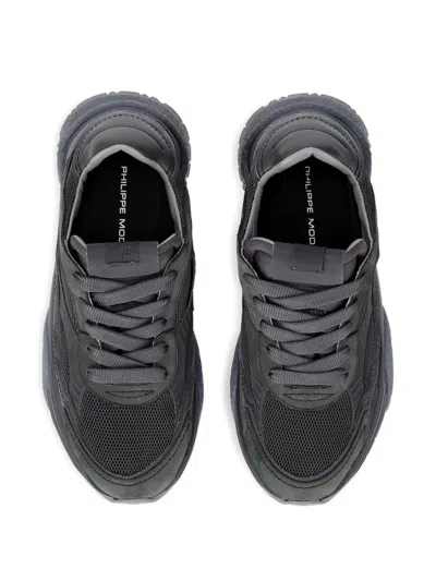 Philippe Model Paris Nubuck Anthracite Leather Sneaker In Black