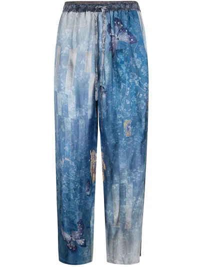Pierre-louis Mascia Butterfly Print Trousers In Blue