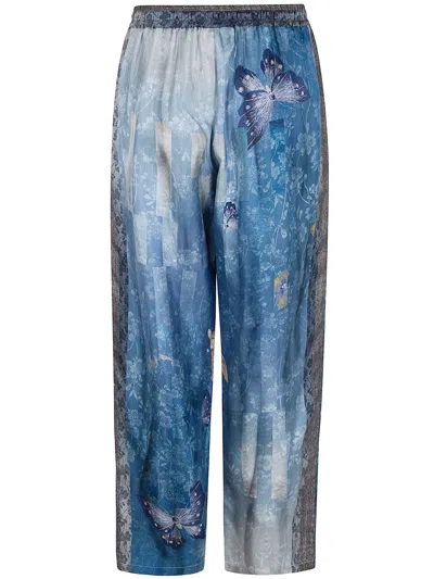 Pierre-louis Mascia Butterfly Print Trousers In Blue