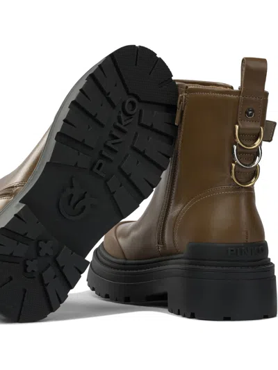 Pinko Leather Ankle Boots In Multi