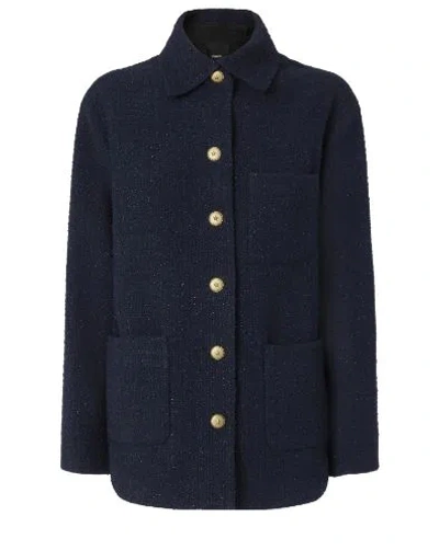 Pinko Blue Metallic Blend Jackets