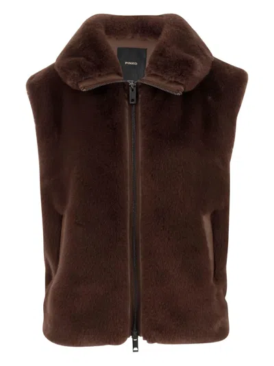 Pinko Brown Polyester Clothing Jackets