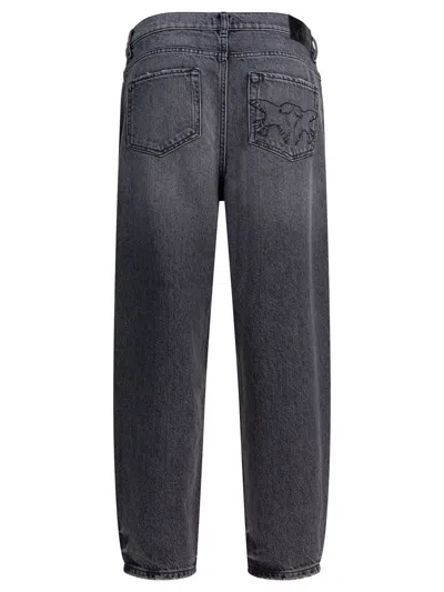 Pinko Love Birds Straight-leg Jeans In Gray