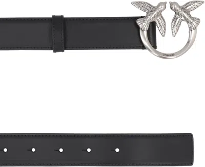 Pinko Love Birds Black Polyester Belt In Black