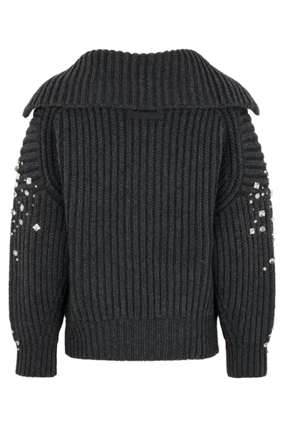 Pinko New Gavi Wool-blend Cardigan In Gray