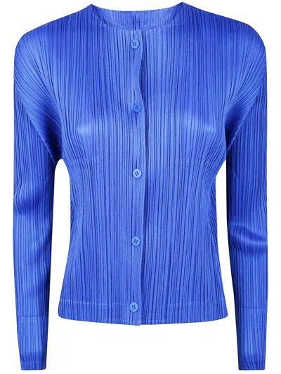 Issey Miyake Pleats Please By  "monthly Colors: August" Cardigan In Blue